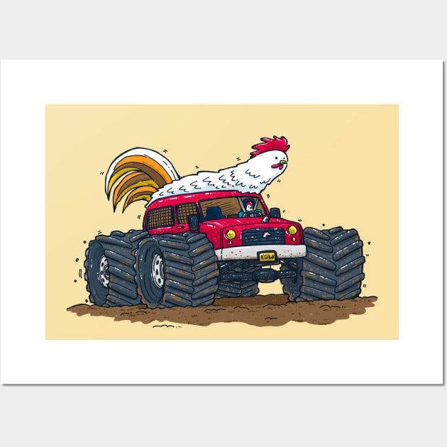 Monster Truck Chicken Wall Art by nickv47